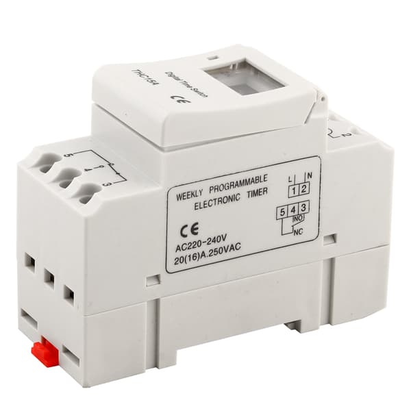 THC15A 220‑240VAC 20A DIN-skinne Digital Programmerbar Timerkontakt
