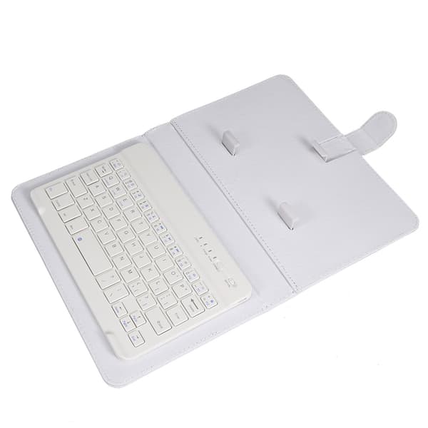 Universal trådløst Bluetooth-tastatur flip-etui med stativ til iOS/Android-telefoner Hvid