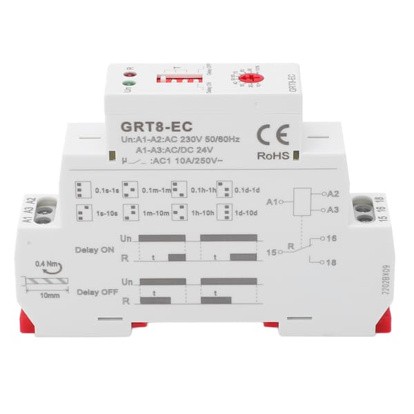 Multifunktionel tidsrelæafbryder LED-indikator AC230V/ACDC24V dobbeltfunktion