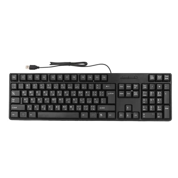 Arabisk tastatur 104 taster USB-interface kablet design sort ABS-materiale kontortastatur til stationære computere