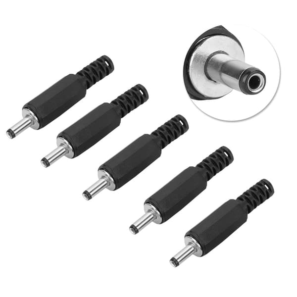 5 stk. 1,3 mm x 3,5 mm han DC-strømstik Jack koaksialstikadapter