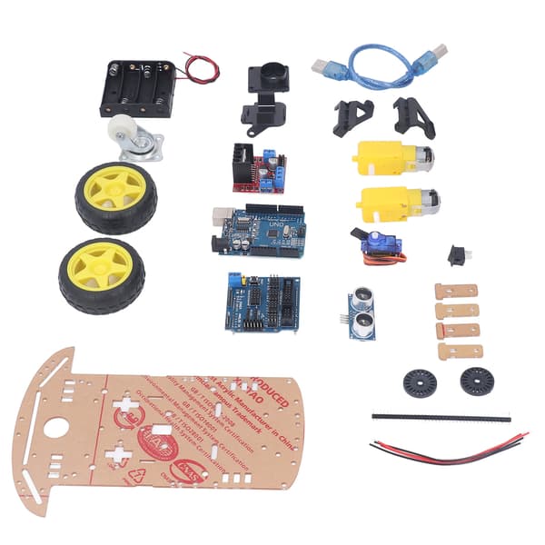 Smart Robot Bil Chassis Kit DIY Programmerbart Udviklingskort 2WD Ultralyd med Motor MCU