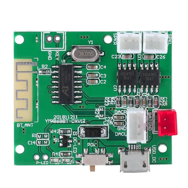 Bluetooth 5.0 2*5W Forstærkerkort AUX Audio Input Strømforstærkerkort 3.7V 5V
