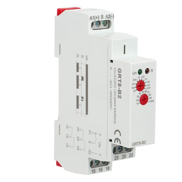 GRT8-B2 Mini 1-funktions DIN-skinne timerrelæ 12-240V AC/DC