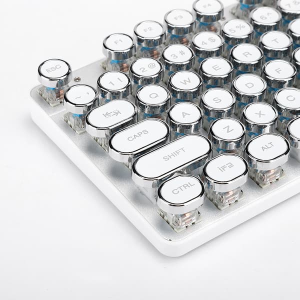 900-5 Hvid Mekanisk Tastatur med Retro Runde Taster Computerdele