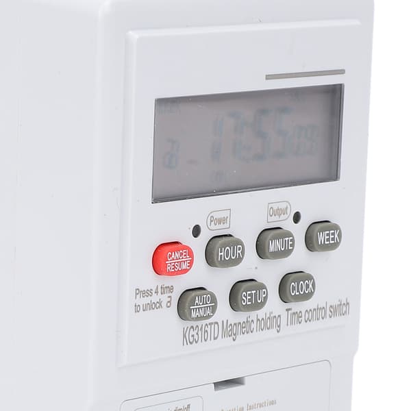 7-dages digital timerkontakt, programmerbar mikrocomputer tidsstyring til AC220V 63A apparater, DIN-skinne montering, hjemmeautomatisering
