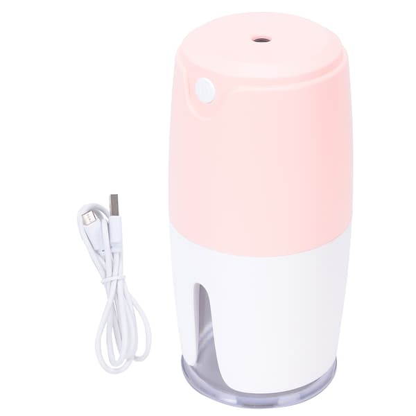 Luftfuktare USB Stor Kapacitet Tyst Liten Aromaterapi Atomizer för Bil Skrivbord Sovrum Kontor (Rosa Vit)