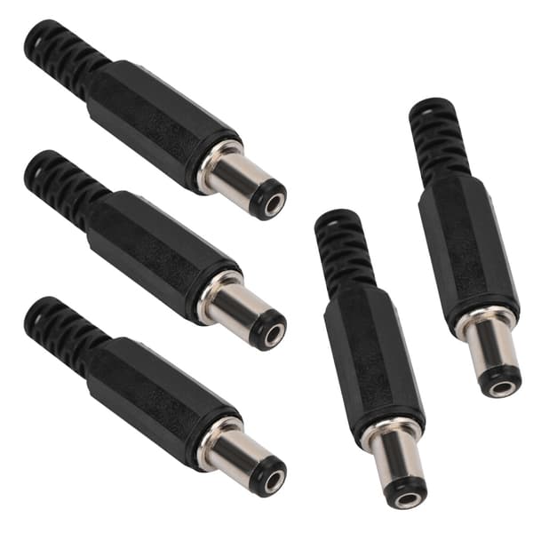 5 stk. 2,1 mm x 5,5 mm han DC-strømstik Jack koaksialstikadapter
