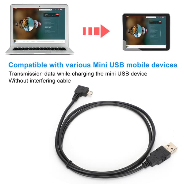 C0402 1M retvinklet Micro USB til USB-tilslutningskabel til dataoverførsel og opladning