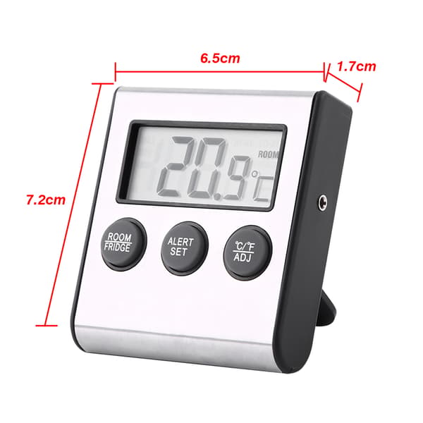 Digital LCD-termometer för kylskåp, frysrum med magnetisk baksida och stativ