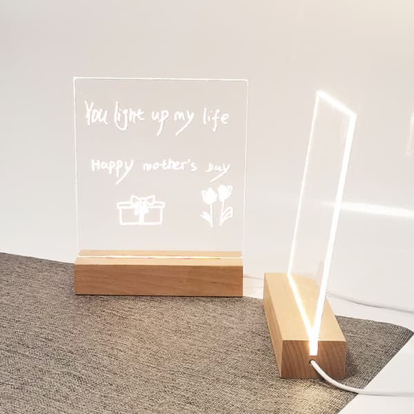 Desktop Lysende Memo Note Board Plug In LED Lampe Base DIY Graffiti Akryl Besked Natlys