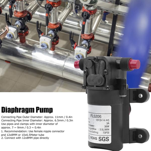 Membranpump Micro DC 12V 36W 73PSI 3.5L/MIN G1/2in Hydrauliska Delar