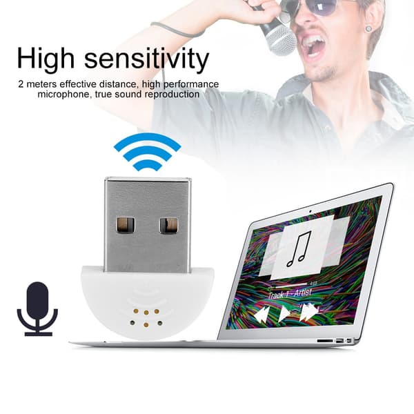 Bärbar USB Mini Studio Talmikrofon Inspelningsljud MIC-adapter för dator PC Vit