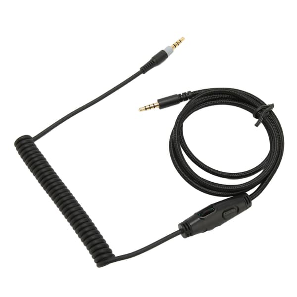 Oprullet hovedtelefonkabel Erstatningsheadset lydkabel med lydstyrketast til Kingston HyperX Cloud Mix Cloud Alpha