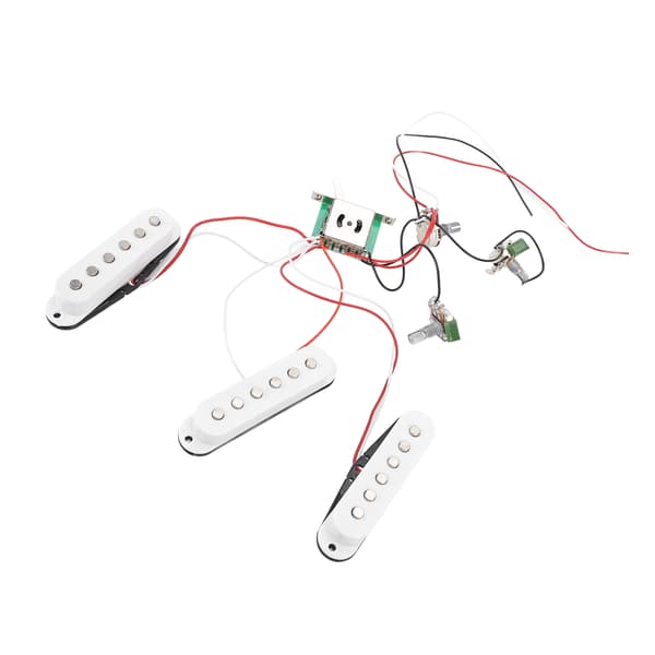 Elgitarr Pickups Kit Förkopplad Uppsättning Single Coil med Timbre Volym Linje Ersättning för ST Panel Vit