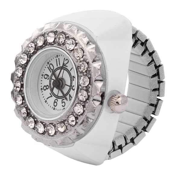 Damkristall strass ringklocka - kvarts vit, elegant smyckesur