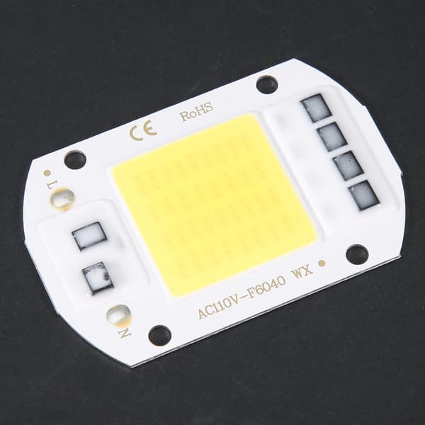 2-pack AC110V 50W Hög ljusstyrka Integrerad COB LED-chip Vit 6x4cm
