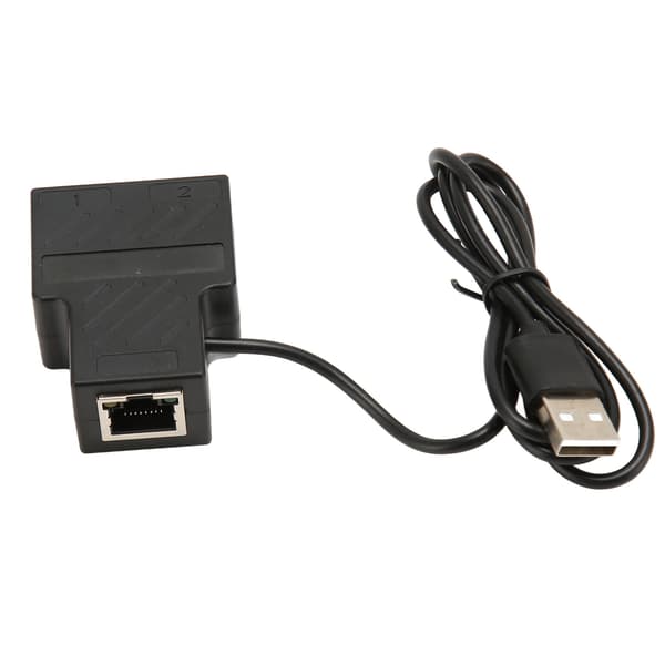 100 Mbps Ethernet Splitter RJ45 1 til 2 Højhastigheds Ethernet Splitter Adapter med USB Strømkabel