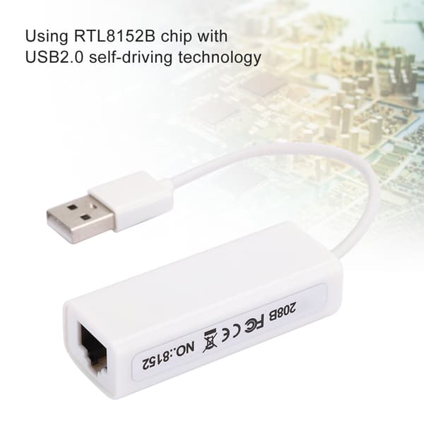USB2.0 Ethernet-adapter RJ45 Vit ABS RTL8152B Chip Dator Extern Nätverkskort