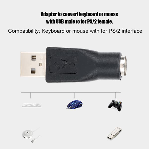 5 STK USB Han til til PS/2 Hun Adapter Konverter til Tastatur Mus med til PS/2 Interface
