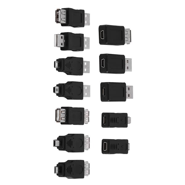 Pakke med 12 stk. Flere USB2.0-adaptere Micro/Mini Han-Hun-konvertere Stik