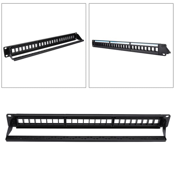 19 tommer 24-ports monterbart data-patchpanel CAT6 netværkskabelrack (moduler medfølger ikke)