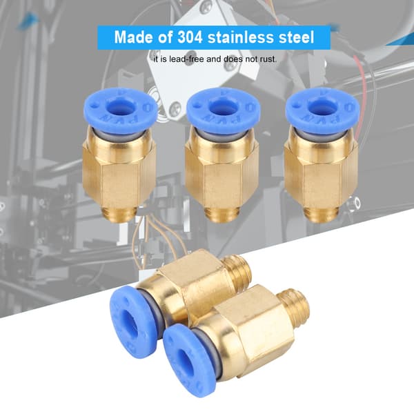 5 STK 3D-printertilbehør PC4-M6 lige gennemgående pneumatisk samling ydre diameter 4MM