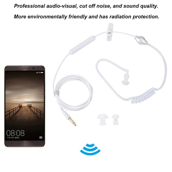 In-ear-headset med luftrörssäkerhetshörsnäcka med mikrofon för iOS för Android Vit