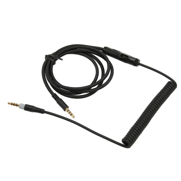 Oprullet hovedtelefonkabel Erstatningsheadset lydkabel med lydstyrketast til Kingston HyperX Cloud Mix Cloud Alpha
