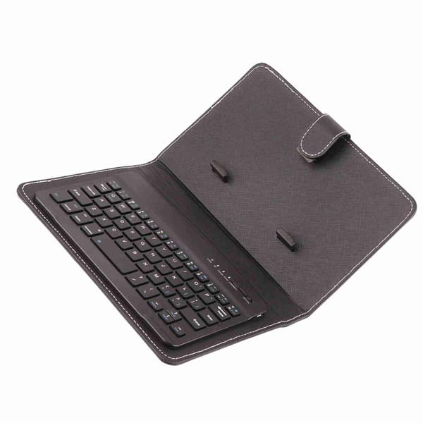 Universal trådløst Bluetooth-tastatur flip-etui med stativ til iOS/Android-telefoner, sort