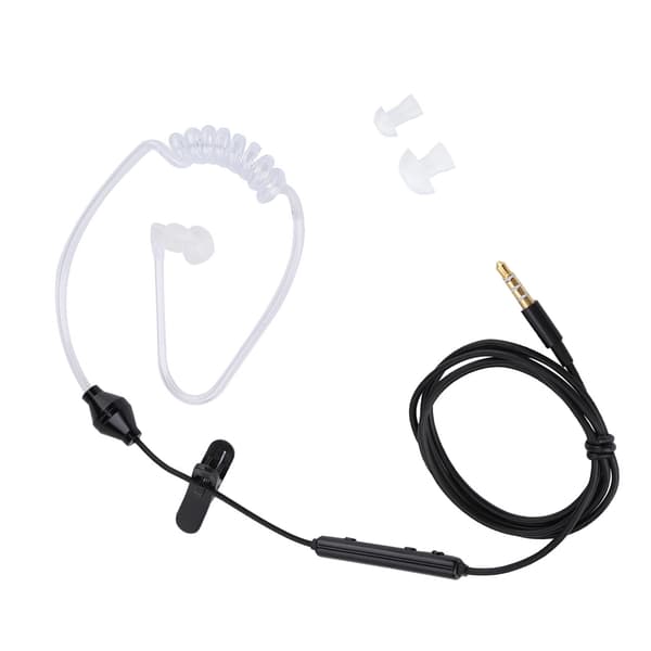 In-ear-headset med luftrörssäkerhetsöronsnäcka med mikrofon för iOS för Android Svart kabel Vitt rör