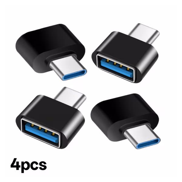 USB-C til USB-adapter 4-pak, Type-C OTG-konverter til MacBook Pro, Samsung Galaxy, bærbar computer, tablet, mus, tastatur