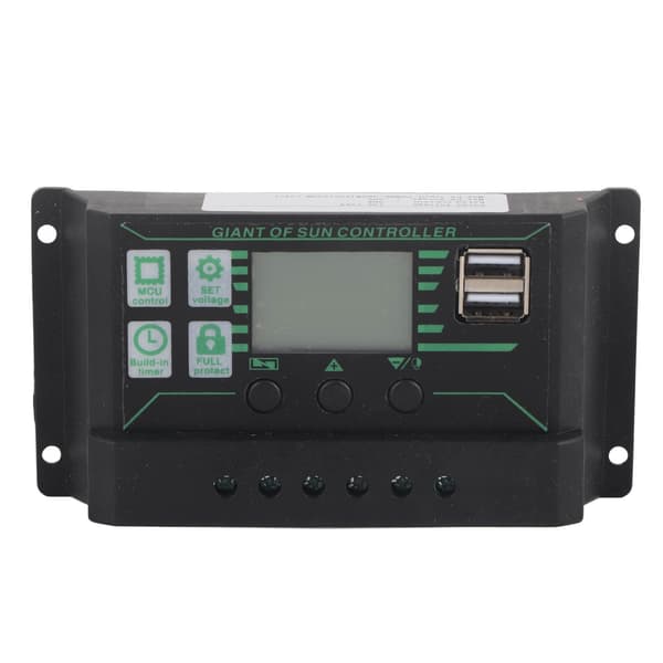 30A PWM Solar Charge Controller Dobbelt USB LCD-skærm 12V/24V Batteriregulator til Off-Grid Belysning
