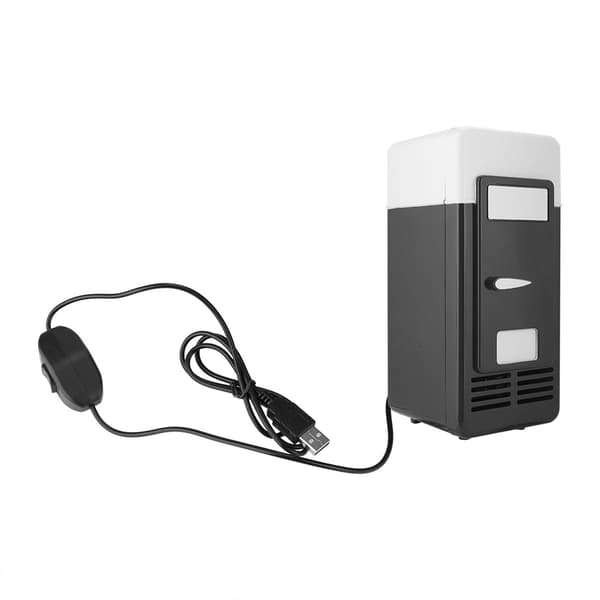 PC USB Mini Køleskab Drikkevare Dåse Køler Varmer Sort