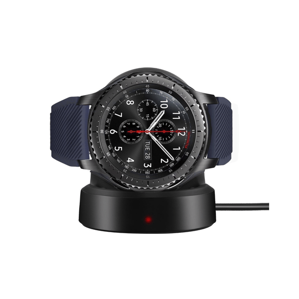 Magnetisk opladningsdock til Samsung Galaxy Gear S2/S3, USB-opladerkabelstation, sort