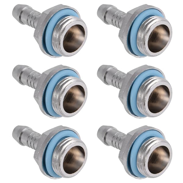 6 stk. PC vandkøling TwoTouch Fitting G1/4 gevind slangestuds til rør 7,5 mm
