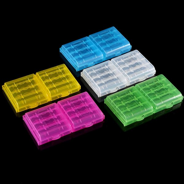 5 färger multifunktionell transparent hårdplastfodral hållare förvaringslåda för AA AAA-batteri