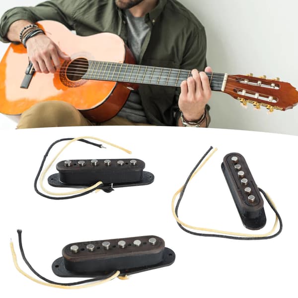 3 st gitarrpickuper i metall och trä, 6-strängad pickup-ersättning för elektrisk akustisk gitarr, rosenträ