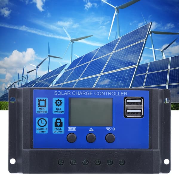 Solladdningsregulator LCD 12V/24V 20A Dubbel USB Batteriregulator