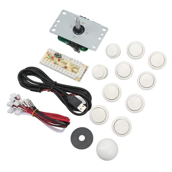 DIY USB Controller Computer Rocker Oval Ball Joysticks med kontrolchip til arkadespil Hvid