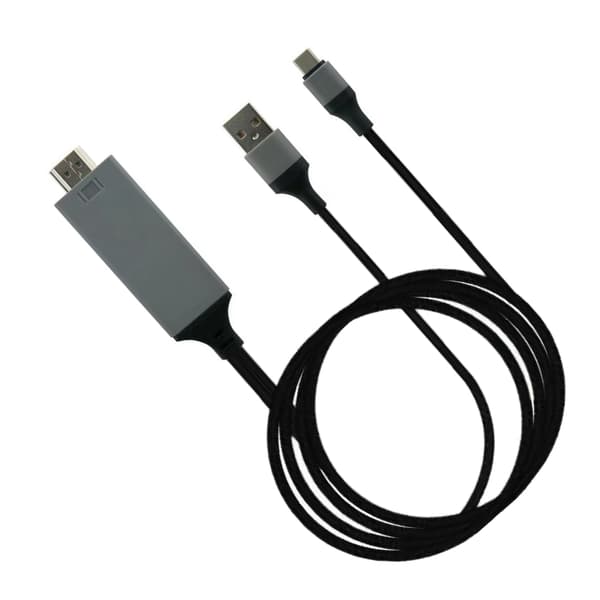 Adapterkabel Typ C till High Definition Multimedia Interface Kabeladapter PVC Koppar för Telefon Bärbar Dator Svart