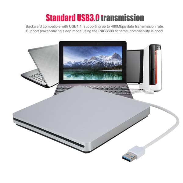 USB 3.0 dataöverföring extern slot-in DVD-brännare CD-enhet för Mac Windows