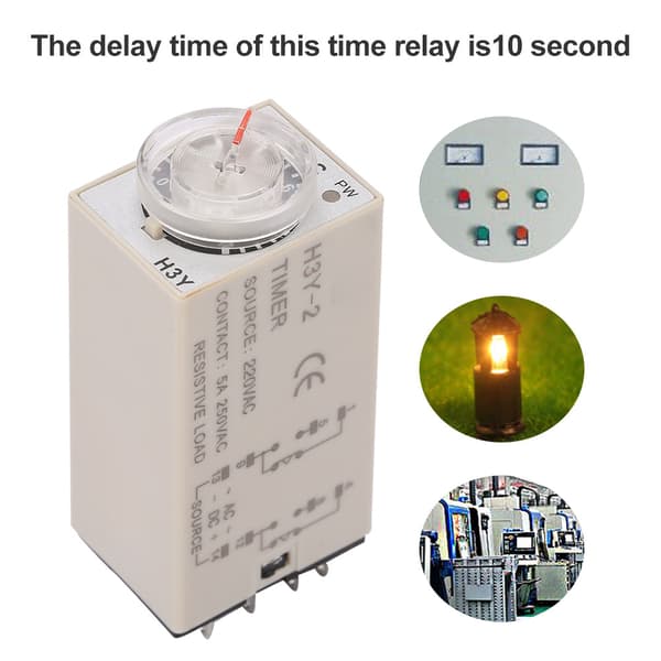 H3Y-2 Timerrelæ AC 220V 0-10s Forsinkelsestidskontakt 10 Sekunder