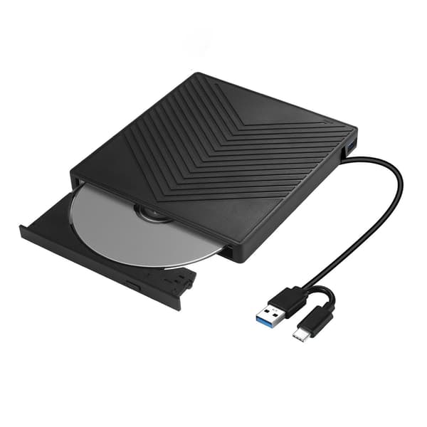 USB ekstern DVD-brænder, universelt optisk drev til bærbare computere, disk-læser, 4-ports USB-hub