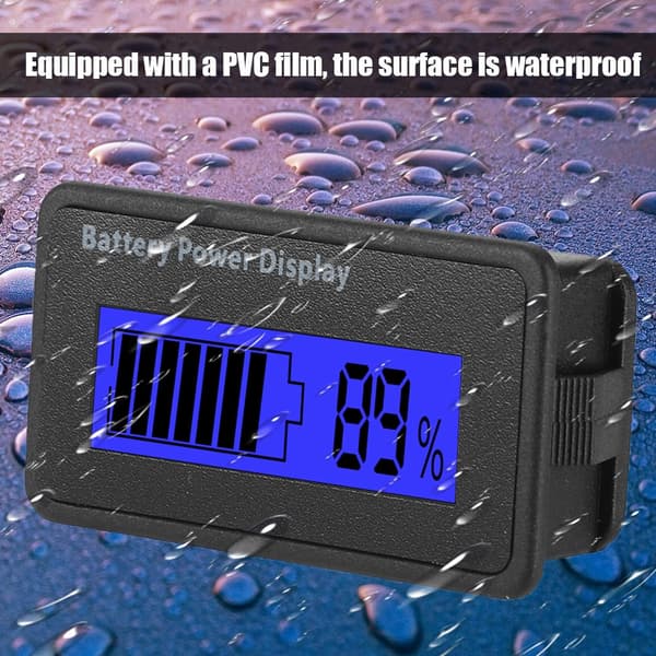 Blå Baggrundsbelyst GY-6H Batteristrømdisplay 12-48V Universal Batterikapacitetsindikator Voltmeter