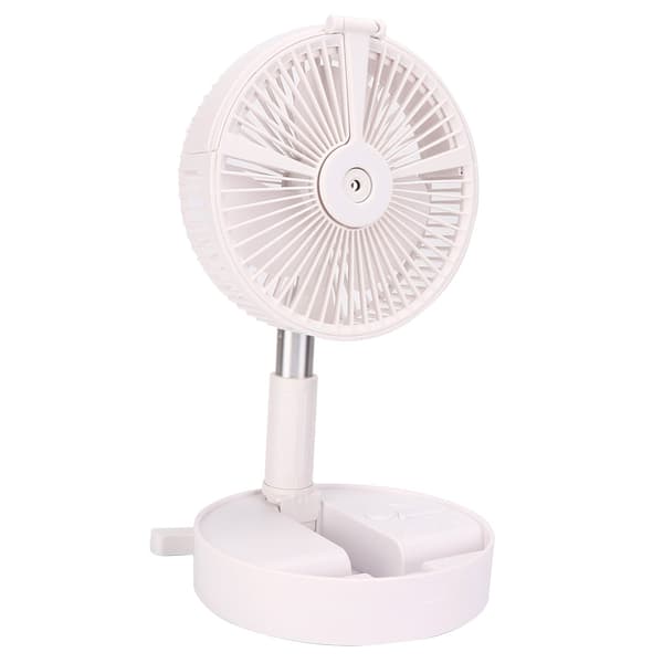 Bærbar Sammenfoldelig Teleskopisk Bordventilator, LED Forstøvende Hydreringsventilator, USB Genopladelig