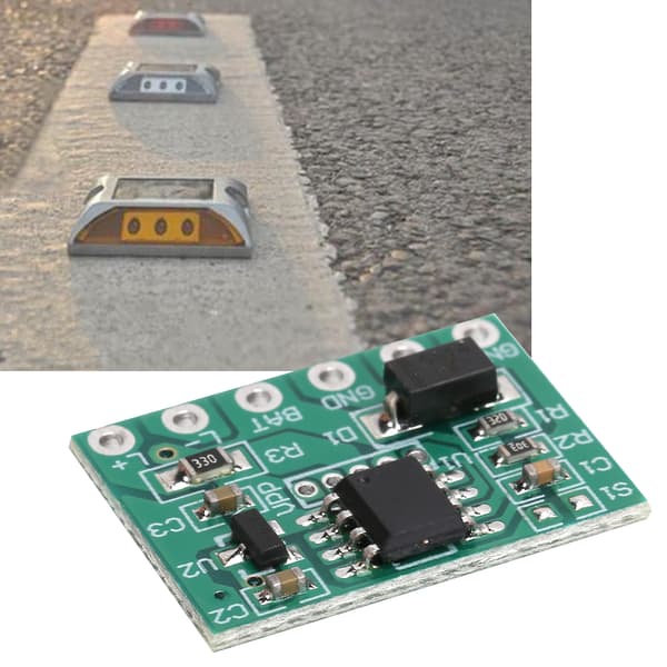 Solcelledrevet Vejstuds Lys Controller Timer Modul, Dobbeltsidet Aluminium, DC5V, Blinkende