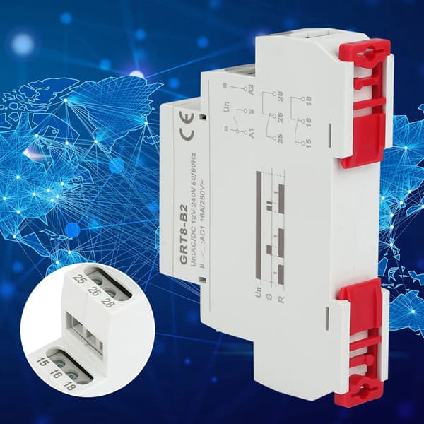 GRT8-B2 Mini 1-funktions DIN-skinne timerrelæ 12-240V AC/DC