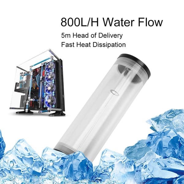 50 mm diameter och 160 mm lång datorvattenkylningstank 800L/H vattenflöde mini DC-pump