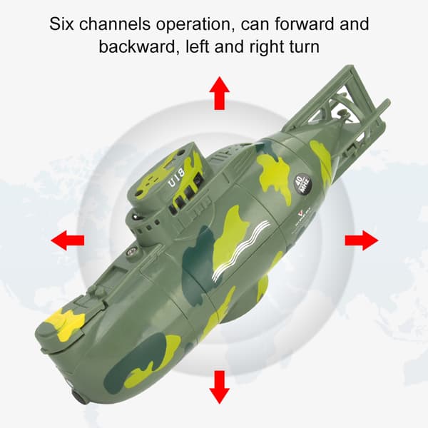 Mini simulerad militär fjärrkontroll 6-kanals ubåtsleksaksmodell (grön)
